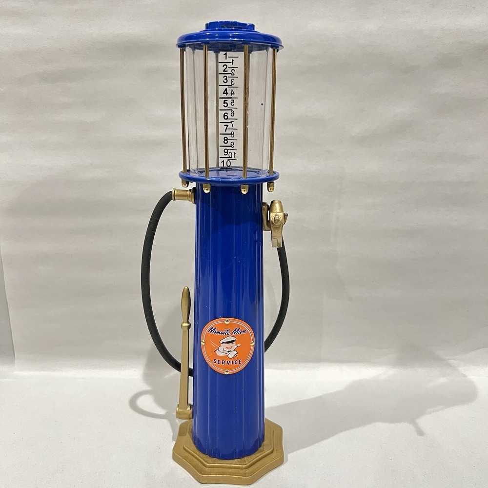VTG Gearbox Collectibles Minute‎ Man Service Blue Visible Gas Pump Coin Bank